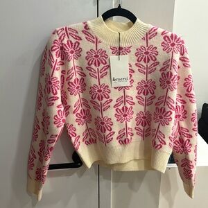 Cream & Pink floral sweater